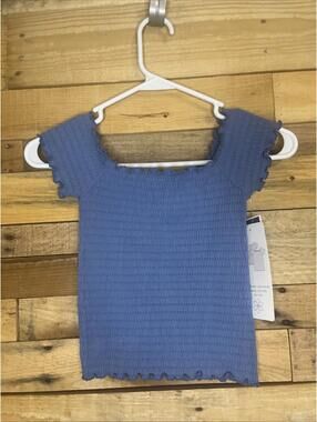 Aura Shirt Junior's NWT Size Small/Med Dusty Blue Stretch Top